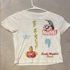Marvel White Crop Top with Playful Graphics